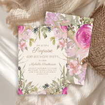 Surpresa Floral Aquarela Rosa de 60 Anos