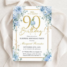 Surpresa Floral Azul Poeirento Aniversário de 90 a