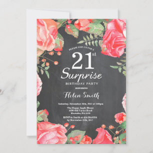 Convites Surpresa Floral Vermelha Botânica Aniversário de 2
