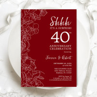 Surpresa Floral Vermelho Rubi 40º Aniversário