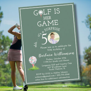 Convites SURPRESA Foto de Golfe Feminino com Estilo para 50