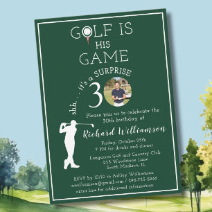 Convites SURPRESA Foto de Golfe Masculino com Estilo para A