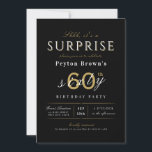 Convites Surpresa moderna elegante de 60º aniversário<br><div class="desc">O convite de aniversário de surpresas clássico moderno apresenta a escrita de na moda e tipografia com os detalhes da sua festa em branco,  preto e ouro sofisticado,  simples e elegante,  Excelente para a 60ª festa de aniversário ou qualquer outra idade, </div>