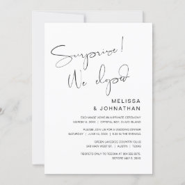 Convites Surpresa, nós fugimos, Festa de Casamento Intimo