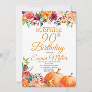 Convites Surpresa Pumpkins Fall 90 Aniversário
