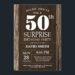 Convites Surpresa Rustic 50th Birthday Invitation Vintage<br><div class="desc">Surpresa Rustic 50th Birthday Invitation com fundo de madeira rustica. Vintage Retro Country. Aniversário Adulto. Homens ou Mulheres Aniversário. Menino ou Menina Menina Menina Adolescente Convidam. 13 15 de 16º 18º 20 21rua 30 de 40º 50º 80 de 60º 70 de 100º. Qualquer Idade. Para mais personalização, clique no botão...</div>