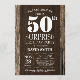 Convites Surpresa Rustic 50th Birthday Invitation Vintage