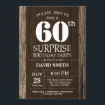 Convites Surpresa Rustic 60th Birthday Invitation Vintage<br><div class="desc">Surpresa Rustic 60th Birthday Invitation com fundo de madeira rustica. Vintage Retro Country. Aniversário Adulto. Homens ou Mulheres Aniversário. Menino ou Menina Menina Menina Adolescente Convidam. 13 15 de 16º 18º 20 21rua 30 de 40º 50º 80 de 60º 70 de 100º. Qualquer Idade. Para mais personalização, clique no botão...</div>