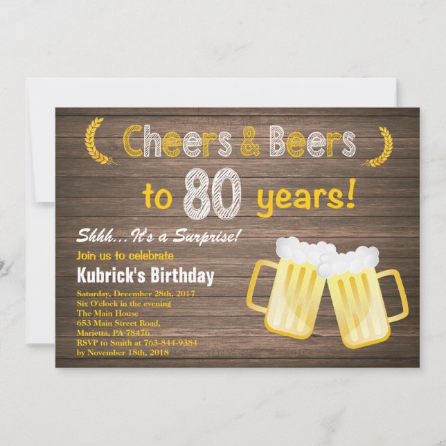 Convites Surpresa Rústica Parabéns e Cervejas Aniversário d (Frente)