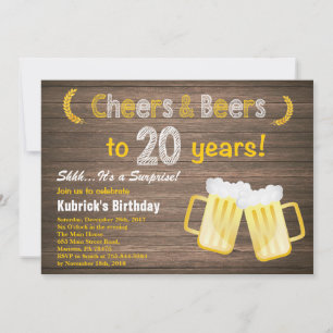 Convites Surpresa Rústica Parabéns e Cervejas Aniversário d