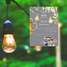 Convites Surprise 40th Backyard BBQ Birthday Invitation