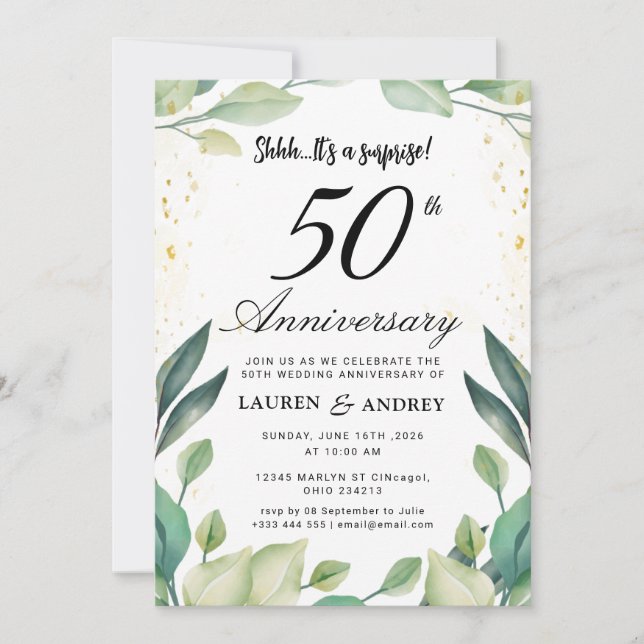 Convites Surprise 50th Wedding Anniversary (Frente)