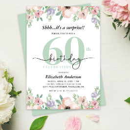 Convites Surprise 60th Birthday Party Elegant Pastel Floral
