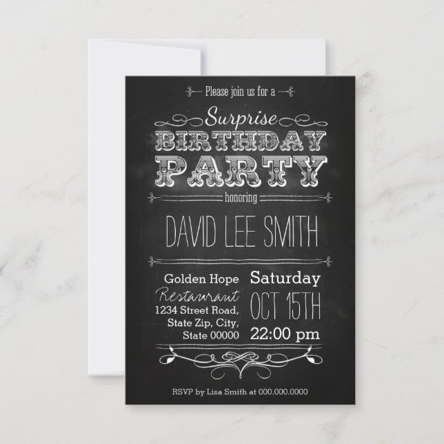 Convites Surprise Birthday Party (Frente)