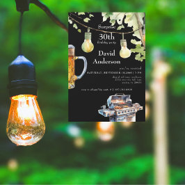 Convites Surprise Black 30th BBQ Birthday Invitation