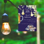 Convites Surprise Navy 40th BBQ Birthday Invitation<br><div class="desc">Grilling,  beer,  man birthday.  Surprise 40th Birthday Party invitation.  White background.  Backyard birthday party.  Navy.</div>