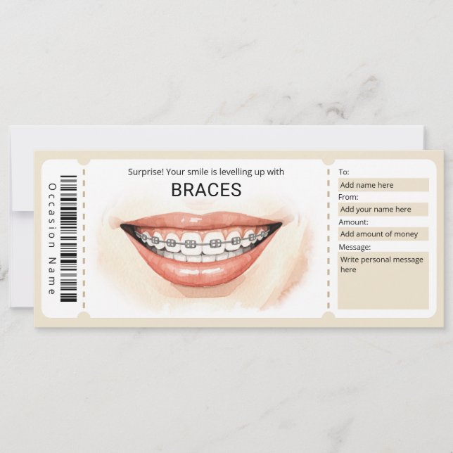 Convites Surprise Orthodontic Braces Gift Certificate (Frente)