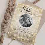 Convites SURPRISE Photo 50th Birthday Gold Sparkle Bokeh<br><div class="desc">An elegant "50th Birthday" party invitation design with personalized photo,  modern typography and a bokeh lights background.</div>
