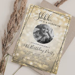 Convites SURPRISE Photo 50th Birthday Gold Sparkle Bokeh<br><div class="desc">An elegant "50th Birthday" party invitation design with personalized photo,  modern typography and a bokeh lights background.</div>