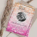 Convites SURPRISE Photo 50th Birthday Ombre Pink Bokeh<br><div class="desc">An elegant "50th Birthday" party invitation design with personalized photo,  modern typography and a bokeh lights background.</div>