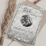 Convites SURPRISE Photo 50th Birthday Silver Sparkle Bokeh<br><div class="desc">An elegant "50th Birthday" party invitation design with personalized photo,  modern typography and a bokeh lights background.</div>