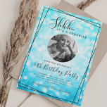 Convites SURPRISE Photo 50th Birthday Turquoise Bokeh<br><div class="desc">An elegant "50th Birthday" party invitation design with personalized photo,  modern typography and a bokeh lights background.</div>