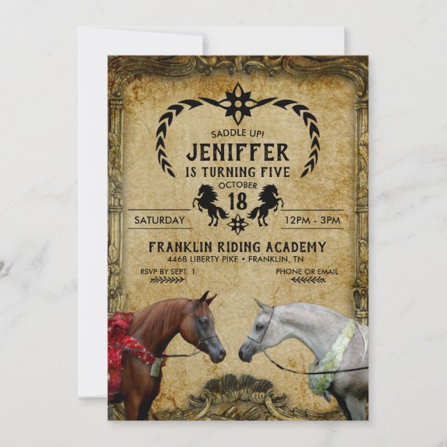 Convites Surreal, pintura de dois cavalos.                  (Frente)