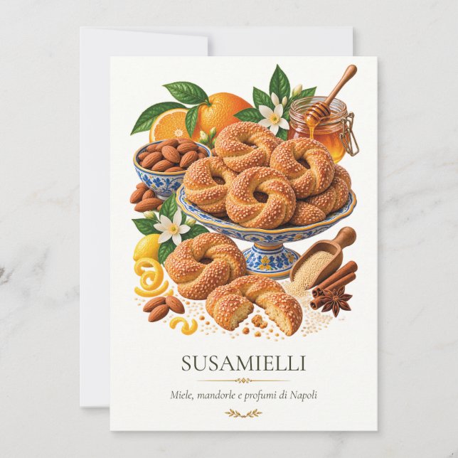 Convites Susamielli – Vintage Italian Dessert (Frente)