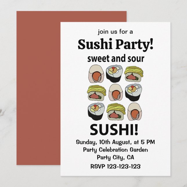 Convites Sushi Doce e Azedo Sushi  (Frente/Verso)