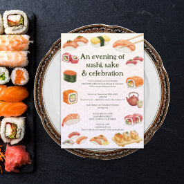 Convites Sushi Party Invitation