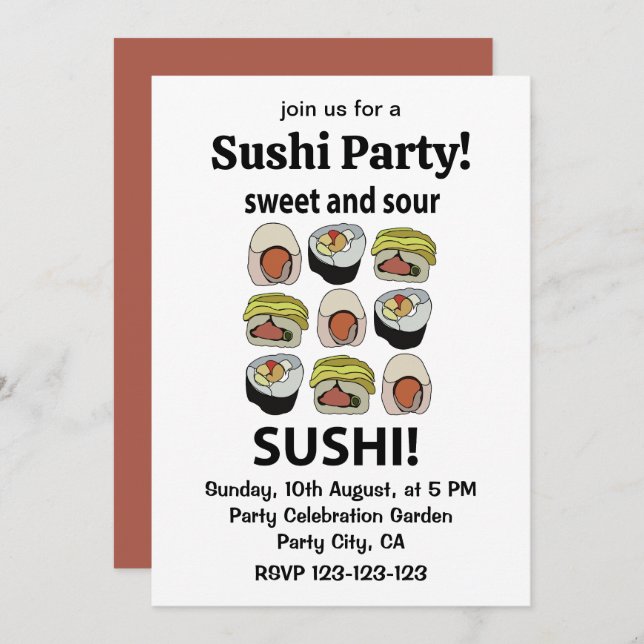 Convites Sushi Sweet e Sour Sushi (Frente/Verso)