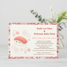 Convites Sushi-Themed 100 Days Baby Celebration Invitation