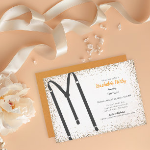 Convites Suspender Preto - Festa de Despedida de Solteiro