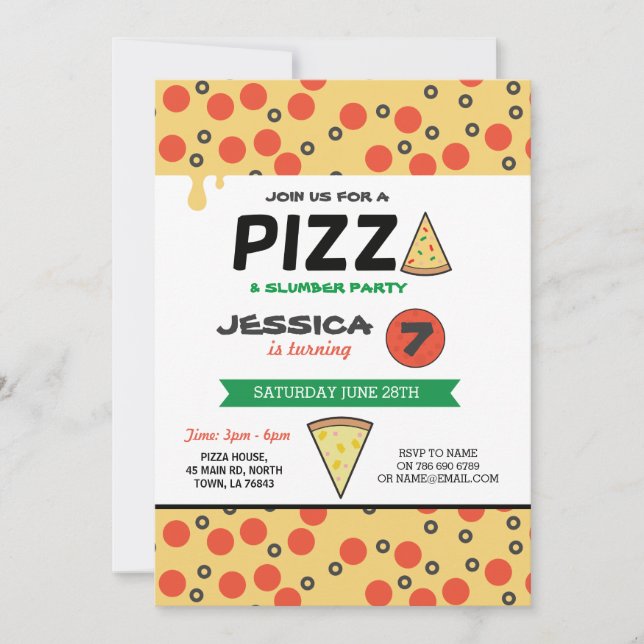 Convites Suspensão de Festa de aniversário PIZZA por Convid (Frente)