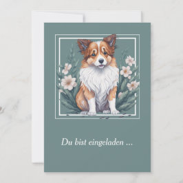 Convites Süßer Collie umringt von Blumen -