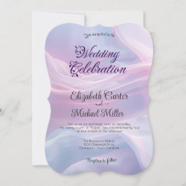 Convites Sussurros de Seda: Pastel Sonhador Onda Azul Rosa