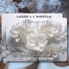 Convites Susurros de Flores Brancas Delicados Casamento