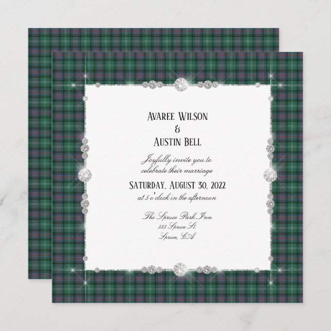 Convites Sutherland Scottish Tartan Invitation (Frente/Verso)