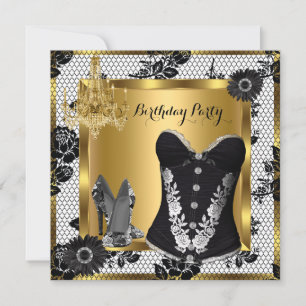 Convites Sutiã com renda e lustre de salto alto preto 3