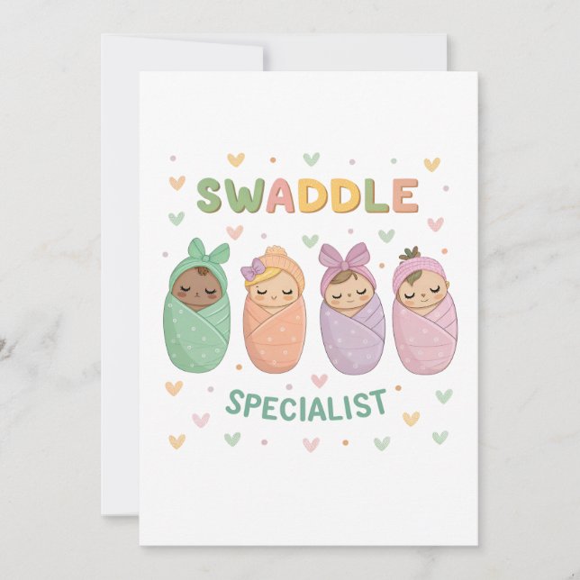 Convites Swaddle Specialist Cute Baby Illustration (Frente)