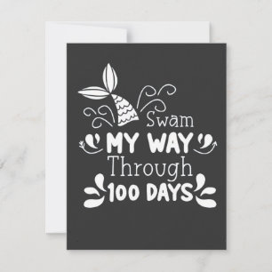 Convites Swam o meu caminho através de 100 dias de escola