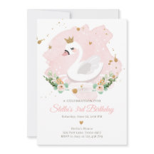 Swan Aniversário Garota Princesa Rosa Dourada