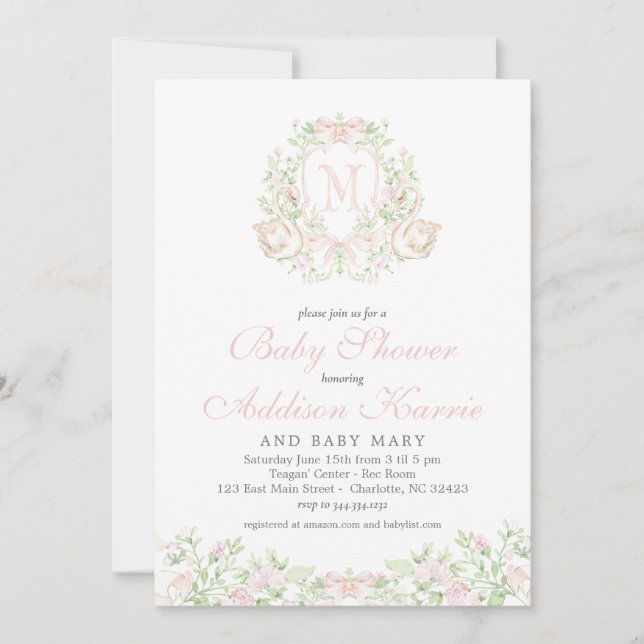 Convites Swan Baby shower invitation (Frente)