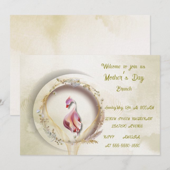 Convites Swan Chic MOTHER (Frente/Verso)