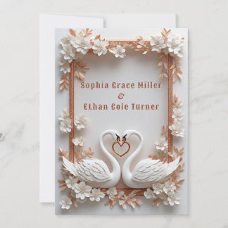 Convites 💍 Swan Heart Wedding Decor With Floral Frame 💍