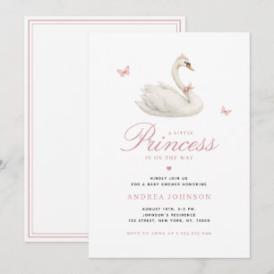 Convites Swan Little Princess Pink Girl Chá de fraldas