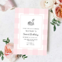 Swan Pink Gingham Birthday