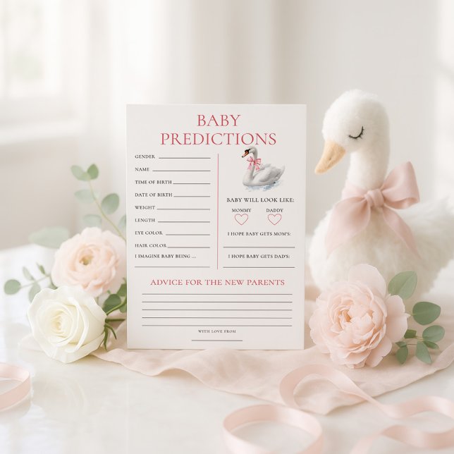 Convites Swan Predictions Baby Shower Game Card (Criador carregado)