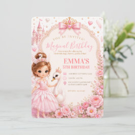Convites Swan Princess Pink Fairy Tale Birthday Party