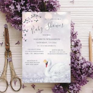 Convites Swan Princess Pink Glitter CHÁ DE FRALDAS